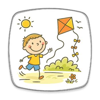 Sunny Day Kite Joy Kid - Square fridge magnet - white - Front