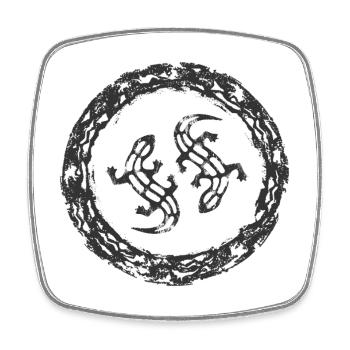 Motif Cercle Gecko YinYang - Magnet carré - blanc - Devant