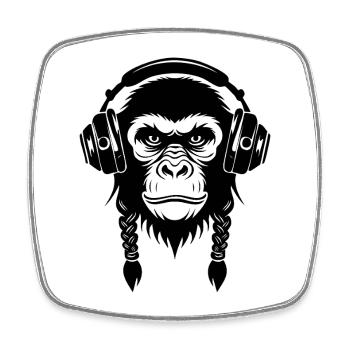 Electric Monkey Head Rave Edition Shirt - Square fridge magnet - white - Front