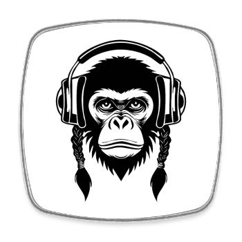 Masked Monkey Head Underground Beat Edition Shirt - Square fridge magnet - white - Front