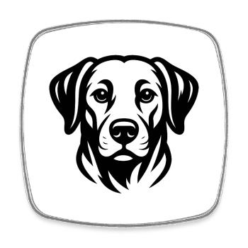 Impression linéaire Portrait de chien - Magnet carré - blanc - Devant