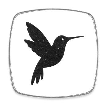 Glitzernder Kolibri Silhouette - Viereckiger Kühlschrankmagnet - Weiß - Vorne