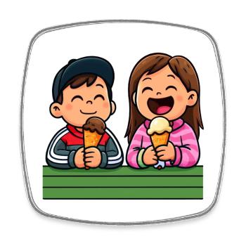 Amis de la crème glacée heureux - Magnet carré - blanc - Devant