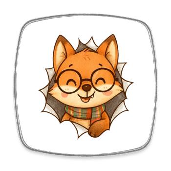 Fuchs Brille Schal Cartoon - Viereckiger Kühlschrankmagnet - Weiß - Vorne