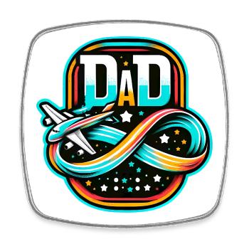 Emblème de vol de papa, père pilote - Magnet carré - blanc - Devant