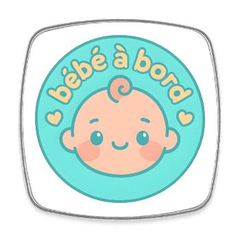 Bébé à bord pastel - Magnet carré - blanc - Devant