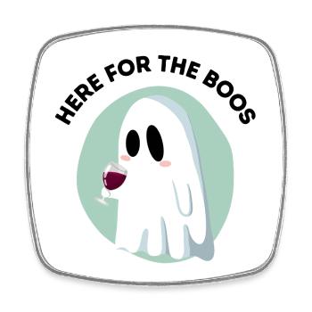 Lustiges Halloween – Hier für die Buhrufe - Viereckiger Kühlschrankmagnet - Weiß - Vorne