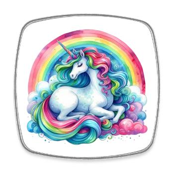 Regenbogen Traum Einhorn - Viereckiger Kühlschrankmagnet - Weiß - Vorne