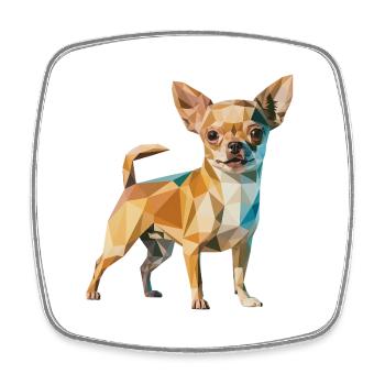 Chihuahua - Cool Low Poly  Logo - Square fridge magnet - white - Front