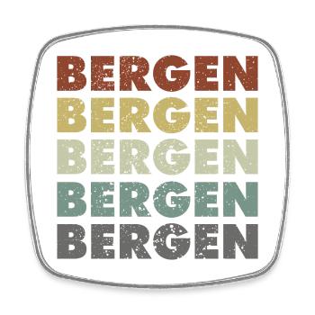 Bergen - Norway - Norge - Norwegen - Lettering - Square fridge magnet - white - Front