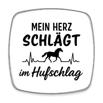 Herzschlag Hufschlag, Pferd, reiten - Viereckiger Kühlschrankmagnet - Weiß - Vorne