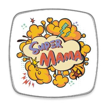 Super Mama Comic Explosion - Viereckiger Kühlschrankmagnet - Weiß - Vorne