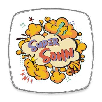 Super Son: Colorful Comic Print - Square fridge magnet - white - Front