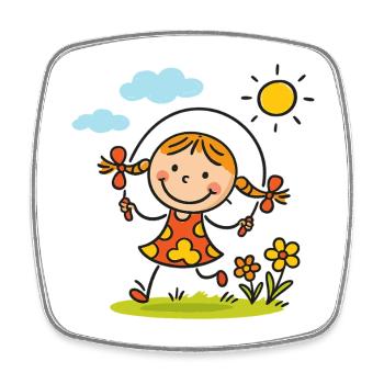 Sunny Skip Garden Girl - Square fridge magnet - white - Front