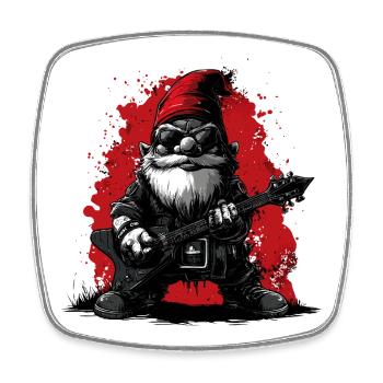 Garden gnome rocker plays guitar - Square fridge magnet - white - Front