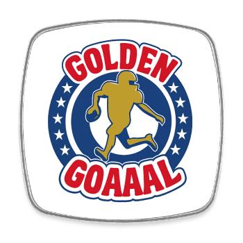 Golden Touchdown – Football trifft GOAAAL - Viereckiger Kühlschrankmagnet - Weiß - Vorne