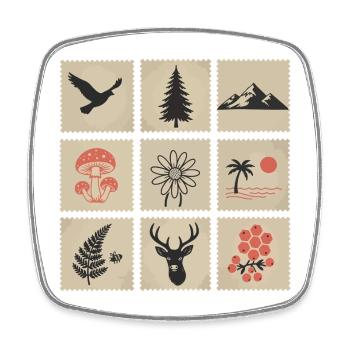 Nature Stamps Collage - Square fridge magnet - white - Front