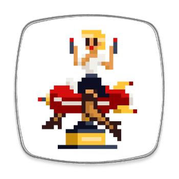 pixel pinup: pew pew - Viereckiger Kühlschrankmagnet - Weiß - Vorne