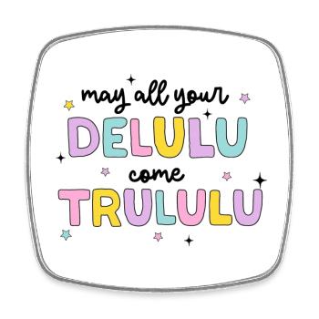 Pastell Delulu Trulu Spruch - Viereckiger Kühlschrankmagnet - Weiß - Vorne