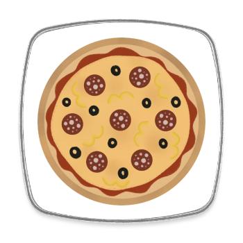 Peperoni-Pizza - Viereckiger Kühlschrankmagnet - Weiß - Vorne