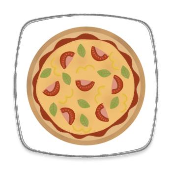 Pizza - Viereckiger Kühlschrankmagnet - Weiß - Vorne
