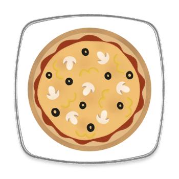 pizza - Magnet carré - blanc - Devant