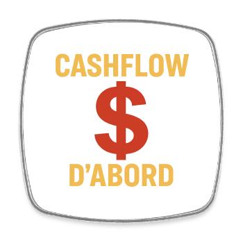 Cashflow zuerst – Priorität für Investoren - Viereckiger Kühlschrankmagnet - Weiß - Vorne