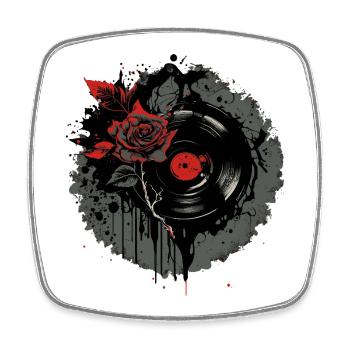 Collectionneur de disques vinyles - Magnet carré - blanc - Devant