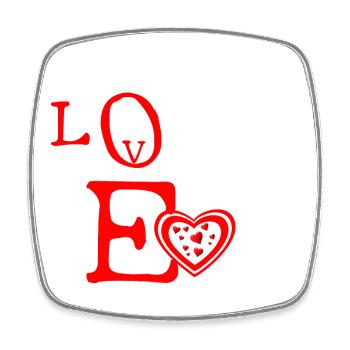 Love Heart Letters Emblem - Square fridge magnet - white - Front