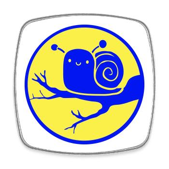 Snail Tree Branch Night Moon Round Sweet Happy - Square fridge magnet - white - Front