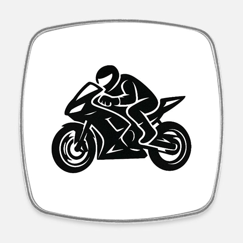 Dessin au trait de moto - Magnet carré - blanc