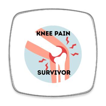 Knee Pain Survivor – Lustiger Spruch für Sportler - Viereckiger Kühlschrankmagnet - Weiß - Vorne