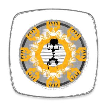 Cercle de soleil Mandala Contraste - Magnet carré - blanc - Devant