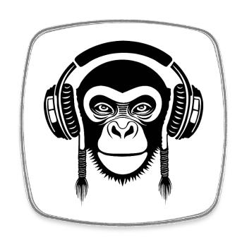 Stereo Lover Monkey Head Dual Channel Edition Shirt - Square fridge magnet - white - Front