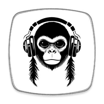 Flow Monkey Head Gentle Groove Edition Shirt - Square fridge magnet - white - Front