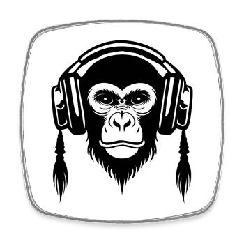 Motionless Monkey Head Calm Beat Edition Shirt - Square fridge magnet - white - Front
