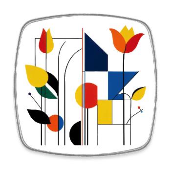 Tulpe Geometrisches Mosaik - Viereckiger Kühlschrankmagnet - Weiß - Vorne