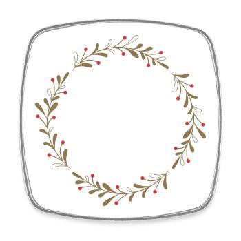 Winterlicher Kranz mit roten Beeren - Viereckiger Kühlschrankmagnet - Weiß - Vorne