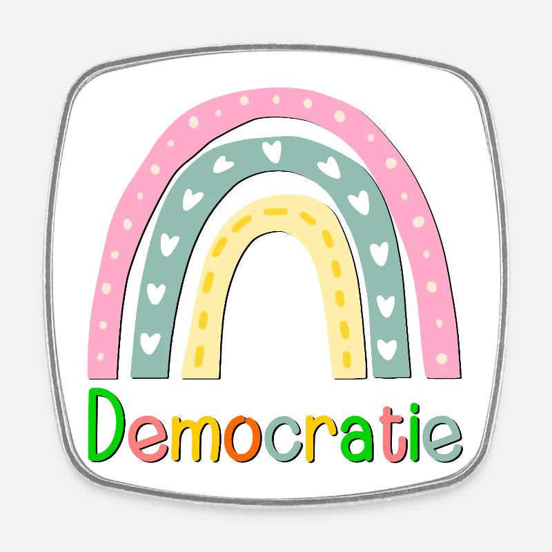 Regenbogen-Demokratie - Viereckiger Kühlschrankmagnet - Weiß