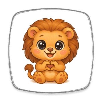 Cute lion with heart hands - Square fridge magnet - white - Front