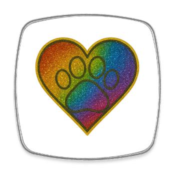 Regenbogen Herzenspfote Glitzer - Viereckiger Kühlschrankmagnet - Weiß - Vorne