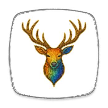 Rainbow deer with gold frame - Square fridge magnet - white - Front