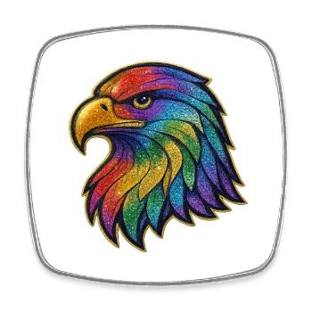 Rainbow Eagle Head Patch - Square fridge magnet - white - Front
