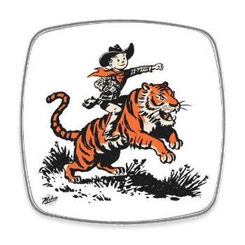Little Tiger Cowboy - Square fridge magnet - white - Front