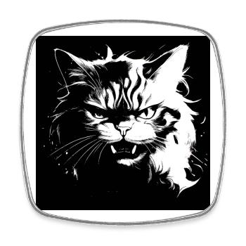 Angry cat - Square fridge magnet - white - Front