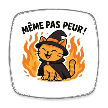 Hexe Katze Flamme Halloween - Viereckiger Kühlschrankmagnet - Weiß - Vorne
