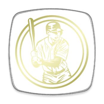 Baseball Silhouette - Viereckiger Kühlschrankmagnet - Weiß - Vorne