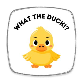 What the Duck - Lustige wütende Ente - Viereckiger Kühlschrankmagnet - Weiß - Vorne