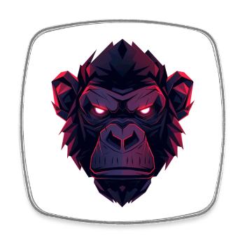 Neon Gorilla Kopfkunst - Viereckiger Kühlschrankmagnet - Weiß - Vorne