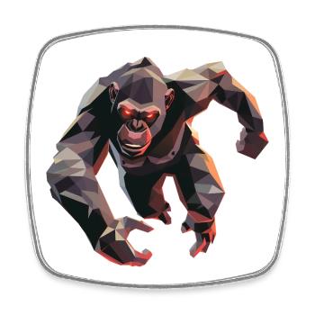 Gorilla im Low Poly Stil - Viereckiger Kühlschrankmagnet - Weiß - Vorne